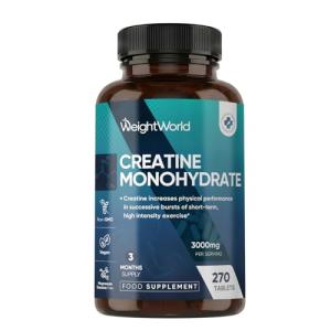 Creatine Monohydrate 3000mg - 270 Vegan Tablets - 3 Months Supply - Micronised for Easy Absorption - Creatine Monohydrate Powder Tablets for Men & Women - Unflavoured, Keto-Friendly & Gluten-Free