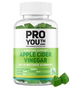 Apple Cider Vinegar Gummies with The Mother – Vitamin B6, Chromium & Vitamin C for Digestion, Metabolism, Energy & Immune Support – Apple Flavour – Travel‑Friendly ACV Alternative – 60 Gummies