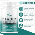 Vinco Colon Cleanse 15 Day Detox - Supports Weight Loss - Eliminates Toxins - Relieves Constipation & Bloating - Probiotics for Gut Health - Promotes Regularity - Herbal Stool Softener