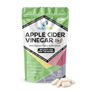 Apple Cider Vinegar 3-in-1 Complex | 90 Vegan Capsules | 30% Acetic Acid with “The Mother” | with Cayenne Pepper & Chromium | 30 Days Supply | Metabolism, Detox & Blood Sugar Support | by NutriVolv