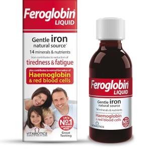 Feroglobin Vitabiotics Gentle Iron and Nutrient Liquid, Reduce Tiredness & Fatigue Maintain Health, 200 ml