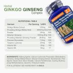 Zipvit Ginkgo Biloba 6000mg & Siberian Ginseng 600mg with Vitamin B3 & B5, Supports Energy & Mental Performance. 4 Months Supply, 120 Vegan Tablets, 1 a Day.