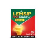Lemsip Max Cold and Flu, Lemon, 10 Sachets, Paracetamol, Headache Relief, Sore Throat Relief, Nasal Congestion Relief, Max Strength, Fast-Acting, Medication