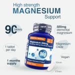 Zipvit Magnesium 500mg of Elemental, High-Strength Magnesium Supplement, 3 Month Supply, 90 Vegan Tablets, Supports Muscle, Bone & Energy