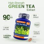 Zipvit Green Tea Extract 7000mg Antioxidant, 95% Polyphenols. 90 Vegan Green Tea Tablets. 3 Months Supply.