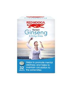 Red Kooga Ginseng Multivitamins and Minerals, with Vitamins B2, B6 and 12 and Niacin, Zinc and Iron, Pack of 32 Tablets