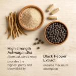 Organic Ashwagandha High Strength - 1000mg Ashwaganda 120 Capsules - Natural Support for Calm & Balance - Pure Root Powder with Black Pepper - Enhanced Absorption - Soil Association Organic Certified