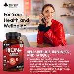 Gentle Iron Tablets Complex -Enriched with B12 & Vitamin C - Iron Supplements for Woman and Men - Ferrous Fumarate Energy Tablets Reduction in Tiredness and Fatigue (6 Months Supply) High Strength