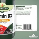 Natures Aid Vitamin D3 1000iu - High Strength 25ug Supplement Support for Bone, Teeth, Muscle & Healthy Immune System - Vegan, Non-GMO, Gluten-Free - Essential Nutrient - 90 Tablets