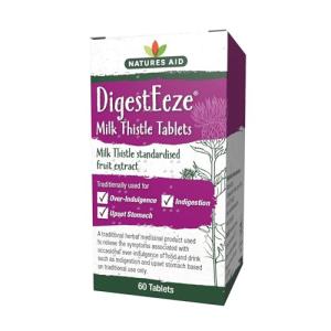 Natures Aid DigestEeze Milk Thistle 60 Tablets – Supports Liver & Digestive Health – High Strength Silymarin – Vegan, Non-GMO, Gluten-Free – Traditional Herbal Remedy for Indigestion Relief