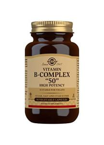 Solgar Vitamin B-Complex ''50'' Vegetable Capsules - Pack of 50 - High Potency Daily Capsule - Supports Mental Performance, Reduces Fatigue - For Busy and Active Lifestyles - With Thiamine, Riboflavin, Folic Acid - Vegan