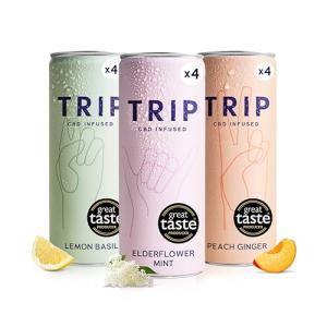 TRIP CBD Drink, Sparkling Mixed Pack Fizzy Drink, Low Calorie, Vegan (Pack of 12 x 250ml)