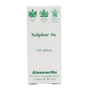 Ainsworths 30C Sulphur Homoeopathic Remedy - Pack of 120 Tablets