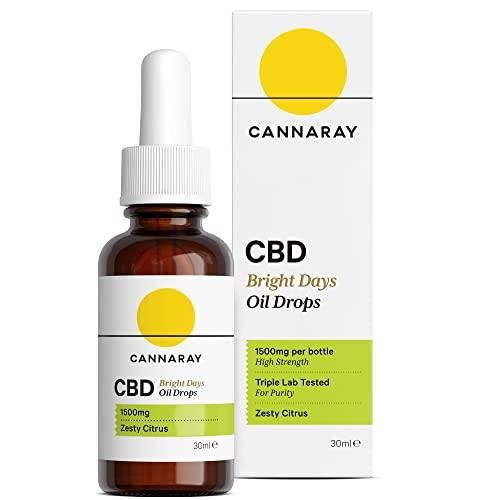 Cannaray CBD Oil Drops – Bright Days, 1500mg, Zesty Citrus | High Strength CBD (30ml)
