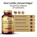 Solgar Chelated Magnesium - Supports Muscle and Nervous System - Mind Balance - Energy Release and Reduces Tiredness - Brown, 100 Tablets