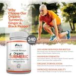 Organic Turmeric Ginger & Black Pepper 2280mg - 240 Vegan Capsules not Tablets - High Strength Tumeric Curcumin - Joints Herbal Supplement for Men and Women - Made in The UK - Nu U Nutrition