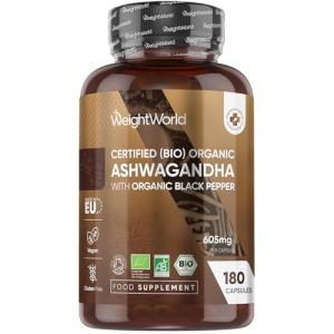Organic Ashwagandha Capsules - 180 Capsules (6 Months Supply) - with Organic Black Pepper - 1 per Day - Soil Association Certified Ashwagandha Supplement - Non-GMO, Vegan-Friendly & Additive-Free