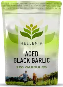 Aged Black Garlic 12,000mg - 120 Capsules | Black Garlic Bulb Extract 100:1 | Aged for Over 120 Days | Antioxidant and Cholesterol Support | Gluten Free - Made in The UK by Hellenia