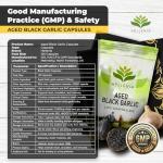 Aged Black Garlic 12,000mg - 120 Capsules | Black Garlic Bulb Extract 100:1 | Aged for Over 120 Days | Antioxidant and Cholesterol Support | Gluten Free - Made in The UK by Hellenia