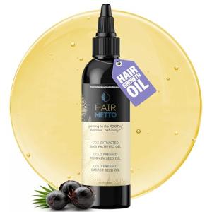 HAIRMETTO® Pumpkin Seed Oil with Saw Palmetto – Cold Pressed Pumpkin Seed Oil for Hair Growth – 10X Potency Targeted Scalp Treatment with Castor, Lavender Scent, Rosemary Oil 4oz (118ml)