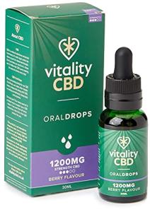 Vitality CBD Oral Drops in hempseed Oil, 1200 mg, Berry, 30ml, NO THC