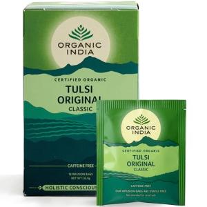 Organic India Tulsi Original Tea - Organic Holy Basil Infusion - Soothing Herbal Blend, with Rich Earthy Flavour - Caffeine-Free for Calm - 18 Individually Wrapped Tea Bags