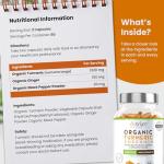 Turmeric and Black Pepper Capsules | 1440mg Dose | 120 Tablets | 2 Month Supply | 2 A Day | Herbal Supplements | High Strength Curcumin | VitaBright Organic Tumeric Supplement