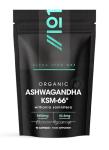 Organic Ashwagandha KSM-66® with BioPerine 1650mg – 90 Vegan Capsules – 5% Withanolides – Most Bioavailable Full-Spectrum Root Extract – Resealable and Recyclable Pouch by Alpha01