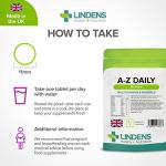Lindens Multivitamin A-Z Daily Tablets - 90 Pack, UK Made, Perfect Vitamin & Mineral Balance of Vitamin A, C, D, E, B1, B2, B3, B6, B12, Folic Acid, Magnesium, Iron, Zinc & Iodine - Letterbox Friendly