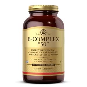 Solgar Vitamin B-Complex 50'' Vegetable Capsules - Pack of 250 - High Potency - Reduces Fatigue for Mental Performance, Busy and Active Lifestyles With Thiamine, Riboflavin, Folic Acid - Vegan