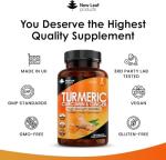 Turmeric Tablets 2600mg with Black Pepper & Ginger - 95% Curcumin Extract -180 Turmerics and Black Pepper Tablets (3 Months) High Strength Active Turmeric Supplements Not Capsules,by New Leaf