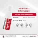 BetterYou Vitamin D3 K2 Oral Spray, Fast Acting Vitamin D 3000 IU + Vitamin K2 (MK7) Supplement, Supports Bones, Teeth, Immune System & Blood Clotting, 1-Month Supply, Natural Peppermint Flavour