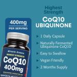 CoQ10 400mg - Highest Strength Ubiquinone Coenzyme Q10 | Powerful Antioxidant for Heart and Vascular Health, Essential for Energy Production | 60 Capsules - 2 Month Supply | Made in The UK