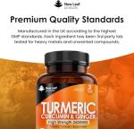 Turmeric Tablets 2600mg with Black Pepper & Ginger - 95% Curcumin Extract -180 Turmerics and Black Pepper Tablets (3 Months) High Strength Active Turmeric Supplements Not Capsules,by New Leaf