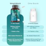 WeightWorld Calcium, Magnesium, Zinc and Vitamin D Supplement | 1+ Year Supply | 400 Vegan Tablets | Calcium Tablets with Vitamin K2, Vitamin D, Copper & Selenium | Magnesium Stearate-Free