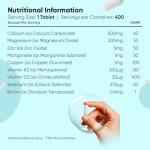 WeightWorld Calcium, Magnesium, Zinc and Vitamin D Supplement | 1+ Year Supply | 400 Vegan Tablets | Calcium Tablets with Vitamin K2, Vitamin D, Copper & Selenium | Magnesium Stearate-Free