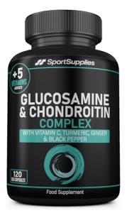 Glucosamine and Chondroitin High Strength Plus 5 Vitamins - 120 Complex Capsules 1,000mg (Providing 530mg Base) - Chondroitin 200mg - Added Turmeric, Ginger, Black Pepper, Vitamin C, B6, B1, D3 & B12