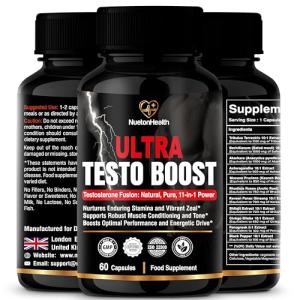 NuetonHealth Ultra Testo Boost - Natural Testosterone Supplements for Men - 11 Botanical Ingredients Including Tribulus, Ashwagandha, Ginseng, Shilajit, Ginkgo & Rhodiola - 60 Booster Capsules