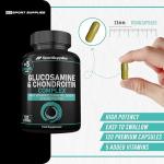 Glucosamine and Chondroitin High Strength Plus 5 Vitamins - 120 Complex Capsules 1,000mg (Providing 530mg Base) - Chondroitin 200mg - Added Turmeric, Ginger, Black Pepper, Vitamin C, B6, B1, D3 & B12
