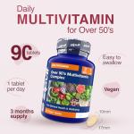 Zipvit Multivitamin Advanced 50 Plus Active Formula for Women & Men - 90 Vegan Tablets. Supports Bone Health and Your Immune System. 3 Months Supply