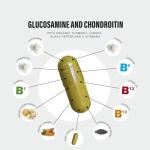 Glucosamine and Chondroitin High Strength Plus 5 Vitamins - 120 Complex Capsules 1,000mg (Providing 530mg Base) - Chondroitin 200mg - Added Turmeric, Ginger, Black Pepper, Vitamin C, B6, B1, D3 & B12