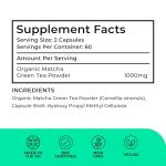 Organic Matcha Green Tea Capsules, 2 Month Supply - 120 Capsules, 1000mg with 50mg ECGC per Serving (Lab Tested), Powerful Anti-Oxidant, No Fillers, Pure Matcha Powder - Love Life Supplements