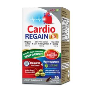 LABO Nutrition CardioREGAIN, Ubiquinol CoQ10 with Kaneka QH 100mg, Pine Bark Extract, Astaxanthin, Heart Health & Cellular Energy. Up to 25x Higher Absorption with Smart Liposomal Delivery, Soy Free