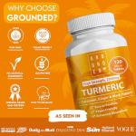 Grounded Turmeric Tablets 2,200mg with Black Pepper & Ginger 35:1 Extract | 2 Month Supply, 120 Tablets | High Strength Herbal Curcumin Supplement | Natural Anti Inflammatory & Antioxidants | Vegan UK
