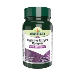 Natures Aid Digestive Enzyme Complex – Supports Digestion, Bloating & Discomfort Relief and Nutrient Absorption – Betaine HCl - Vegan, Vegetarian, Non-GMO – 60 Tablets