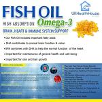 UKHealthHouse Omega 3 Fish Oil Supplement for Heart & Brain Health – High Strength 18/12-1000mg with DHA & EPA | Omega-3 Fatty Acids Fish Oil | Premium Nutritional Support – 30 Softgels