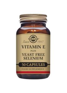 Solgar Vitamin E with Yeast Free Selenium - Supports Immune System & Metabolism - Protects Against Oxidative Stress - Daily Health Supplement - for Hair and Nails - Vegetable Capsules - Pack of 50