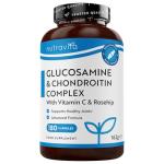 Nutravita Glucosamine and Chondroitin - 180 Capsules - Glucosamine and Chondroitin High Strength - 6-in-1 Complex with Added Vitamin C, Turmeric, Ginger & Rosehip - Food Supplements Made in The UK