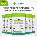 Lindens Zinc Citrate 50mg - 100 Vegan Tablets - Immune Function, Fertility, Healthy Bones, Vision, Hair, Nails and Skin - Made in The UK | (3+ Months Supply) | Letterbox Friendly