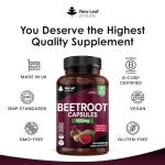 Beetroot Capsules 5100mg - High Strength Beetroot Supplement 180 Vegan Capsules - Nitric Oxide - Enriched with Black Pepper Made in The UK by New Leaf
